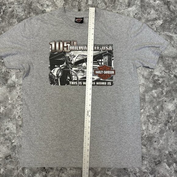 Harley Davidson 105th Anniversary Milwaukee, USA Shirt Size large Y2K Grey 2008 - Picture 7 of 7